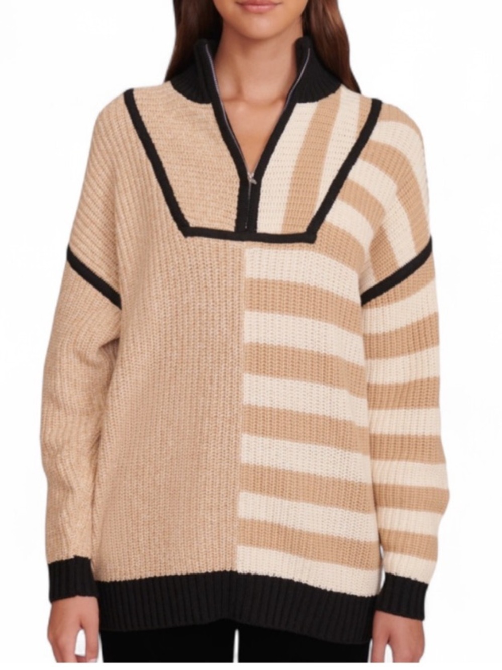 STAUD Hampton Sweater Sahara Stripe L NWT